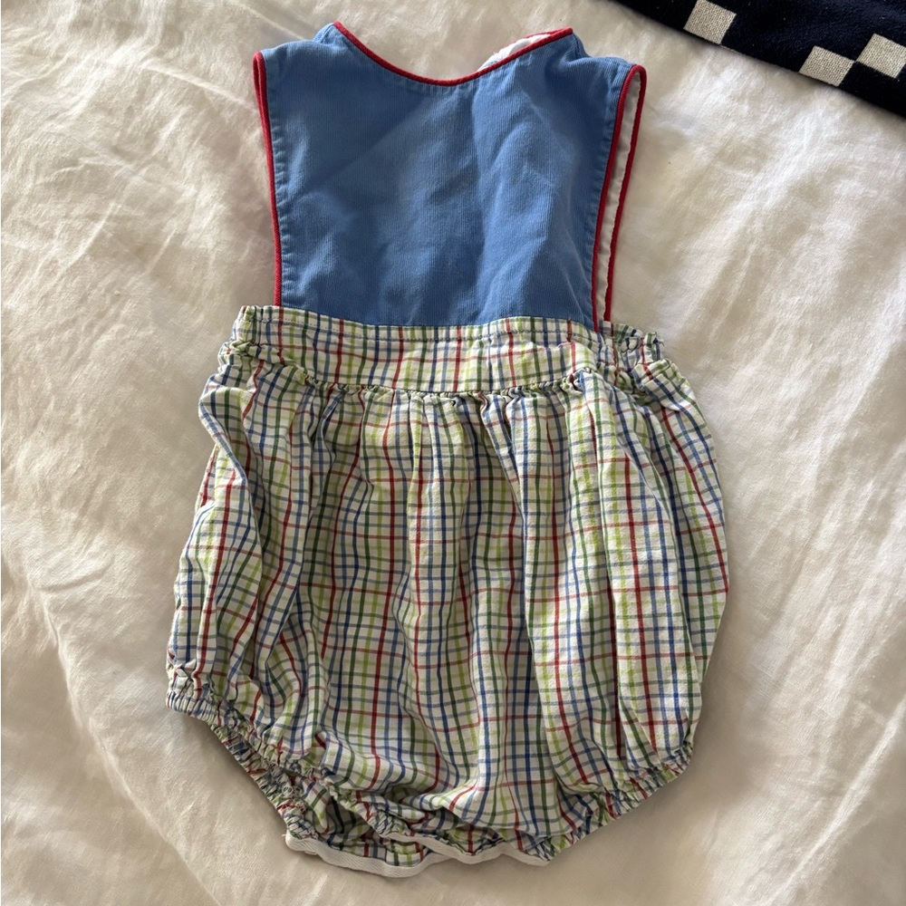Anvy Kids Blue and Plaid Baby Romper